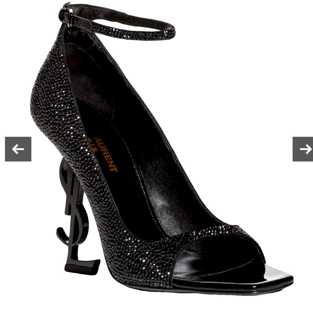 Yves Saint Laurent Women's Opyum Crystal Embellished Logo Heels